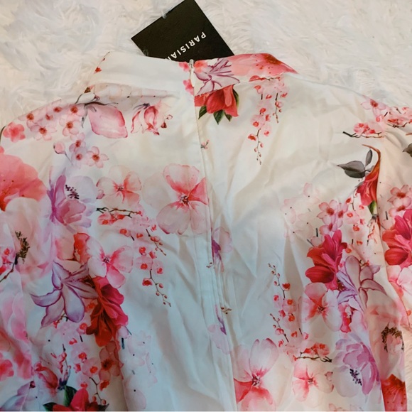 NEW Parisian Pink Floral Cherry Blossom Mini Dress - Picture 9 of 11